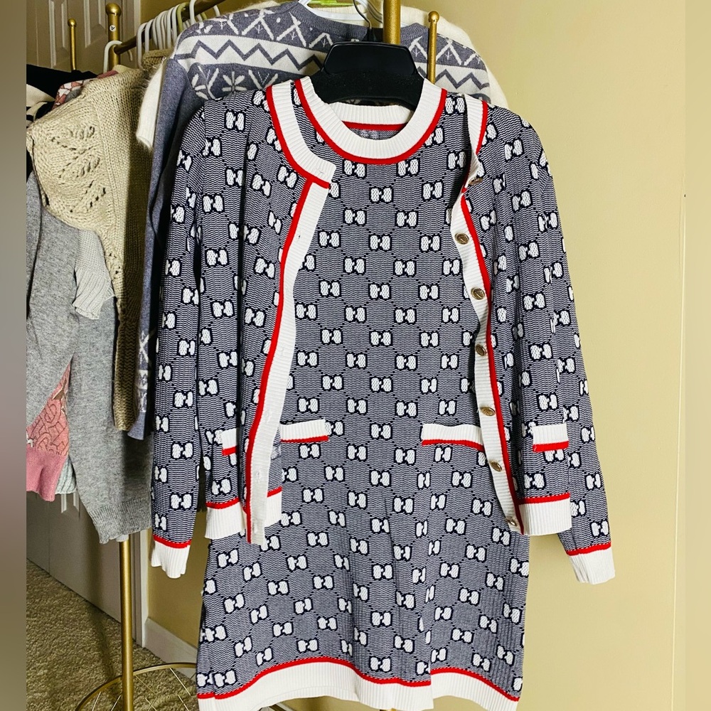 2 pieces sweater/ cardigan dress
